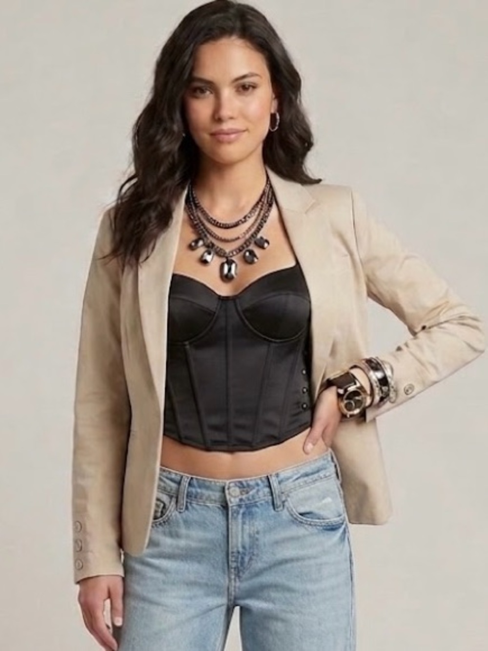 Guess Women's Beige Single-Button Blazer